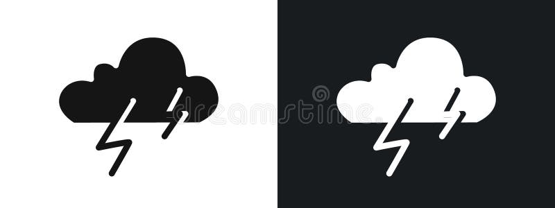 Vectorul grafic liniar al pictogramei fulger a tunetului în negru vector illustration
