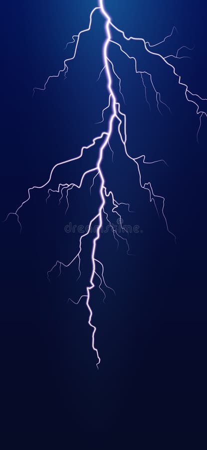 Thunder lightning smartphone wallpaper, background. Dramatic thunderstorm with bright lightning against dark sky. Night stock illustration