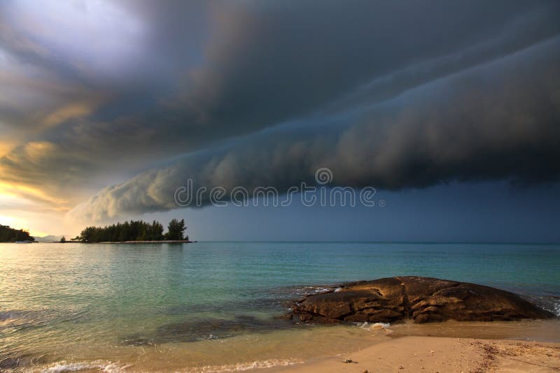 Thunder storm approaching the beach