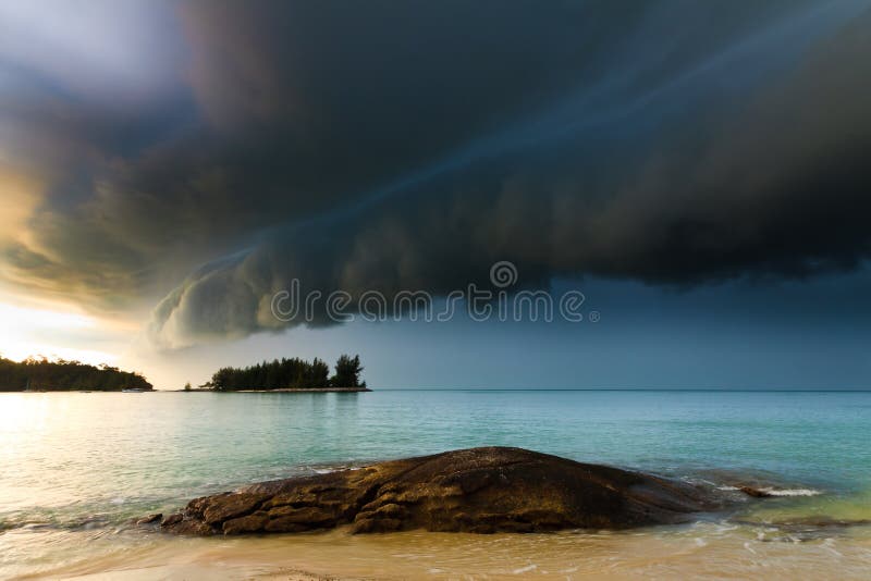 Thunder storm approaching the beach