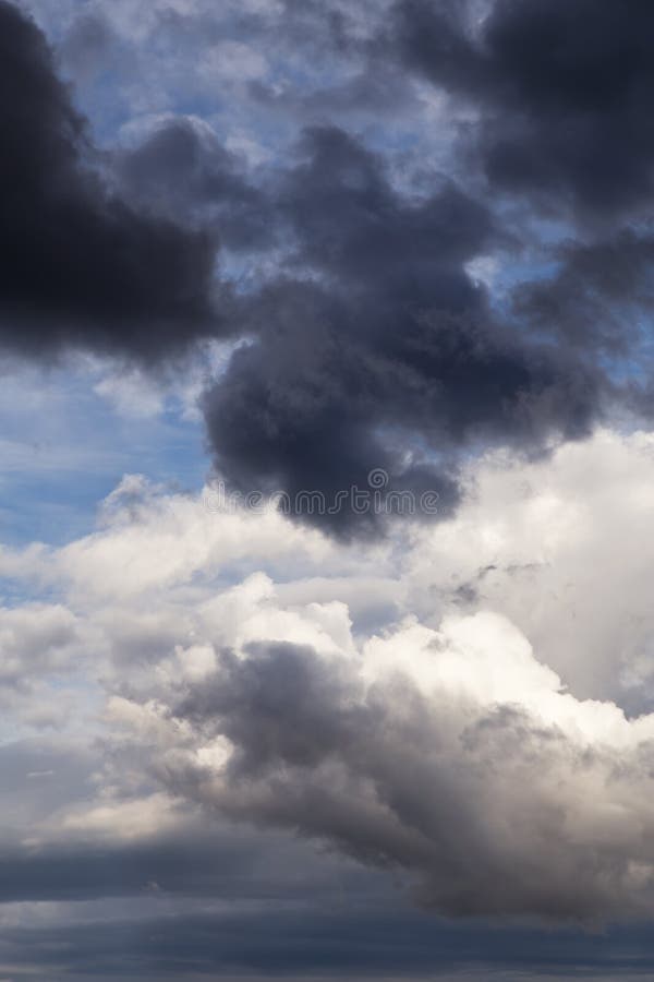 Thunderstorm Clouds Texture. Storm Sky with Dark Grey and White Cumulus