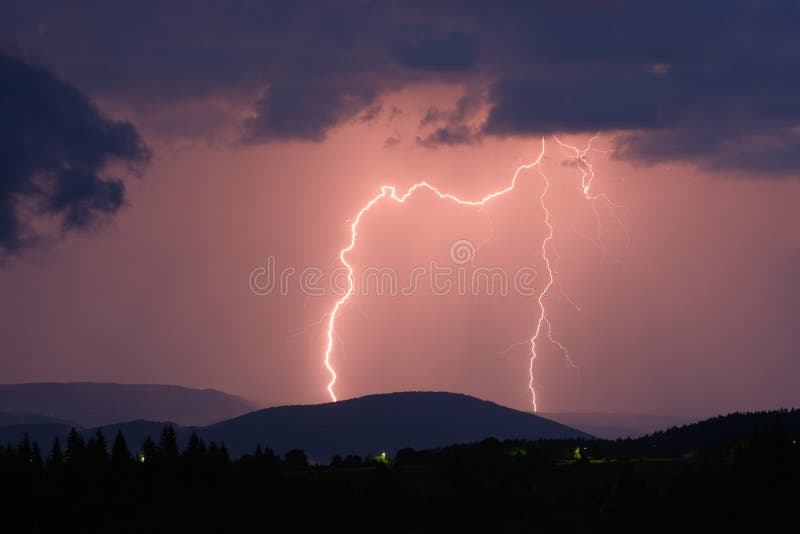 Thunderstorm With Lightning On The Mountain