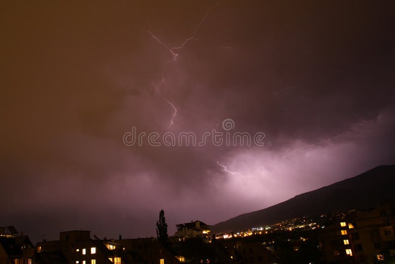 Thunderstorm Lights. Bright Lightning Thunderstorms Sparkle from the