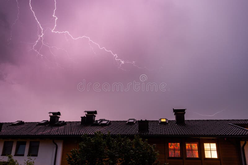 Lightning Rod on the Roof of an Old House Stock Photo Image of heaven