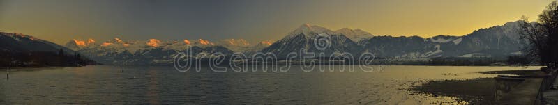 Thunersee and Berner Oberland. Swiss Alps
