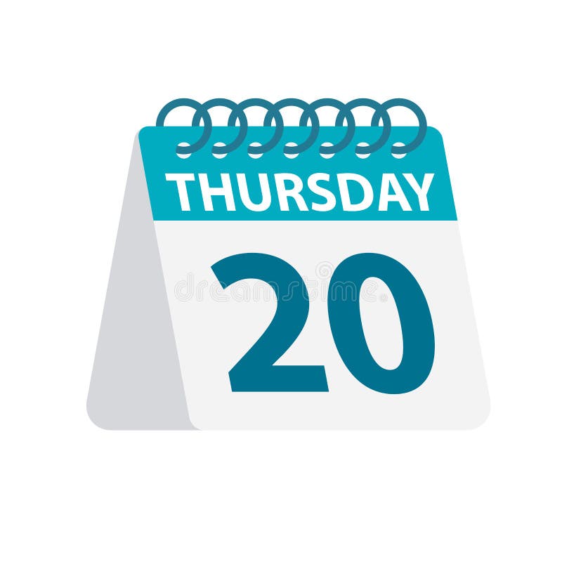 Thursday 20 Calendar Icon. Vector Illustration of Week Day Paper Leaf