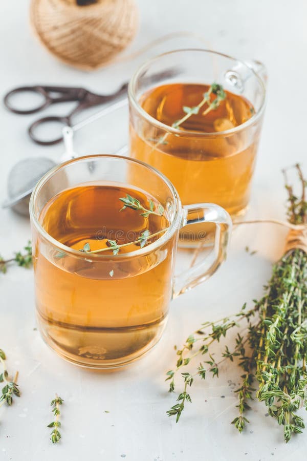 Thyme herbal tea stock image. Image of close, white - 128863383