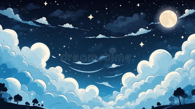 Thème blanc rêve nuit ciel mignon fond ai généré illustration de vecteur