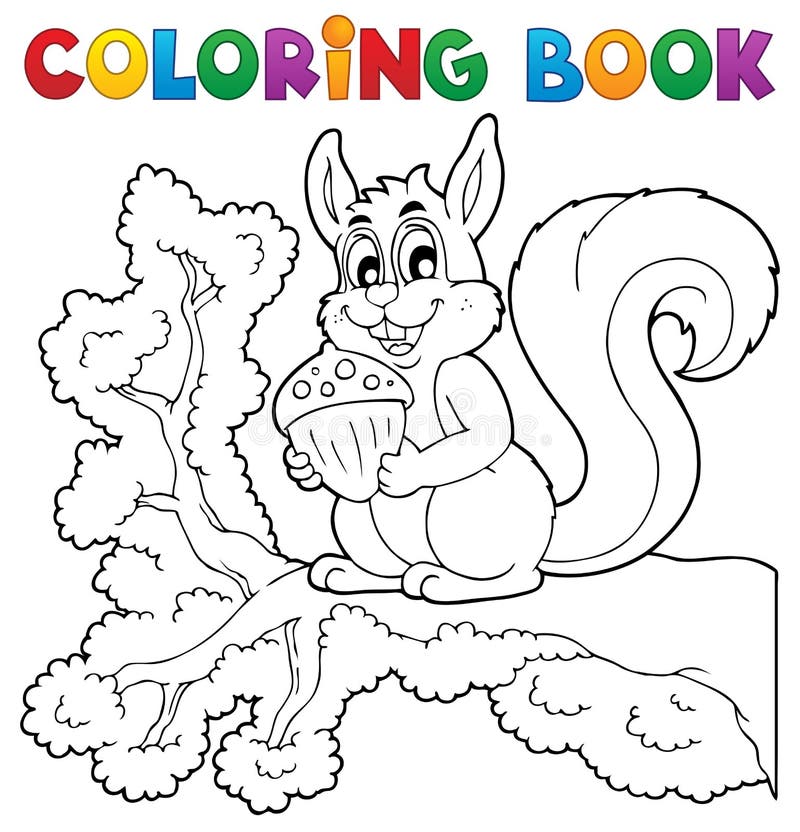 Thème 1 d'écureuil de livre de coloriage illustration de vecteur Thème 1 d'écureuil de livre de coloriage illustration de vecteur