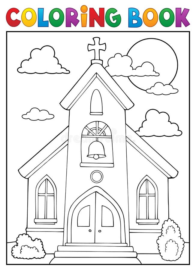 Thème 1 d'église de livre de coloriage illustration de vecteur Thème 1 d'église de livre de coloriage illustration de vecteur