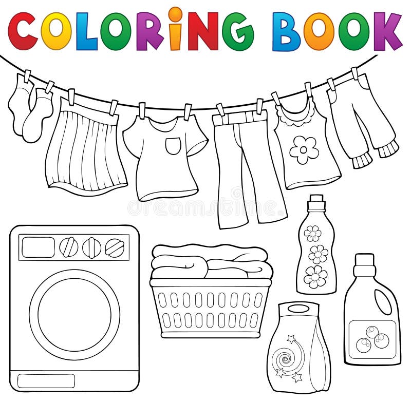 Thème 2 de blanchisserie de livre de coloriage illustration libre de droits Thème 2 de blanchisserie de livre de coloriage illustration libre de droits