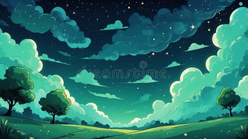 Thème vert rêve nuit ciel mignon fond ai généré illustration libre de droits