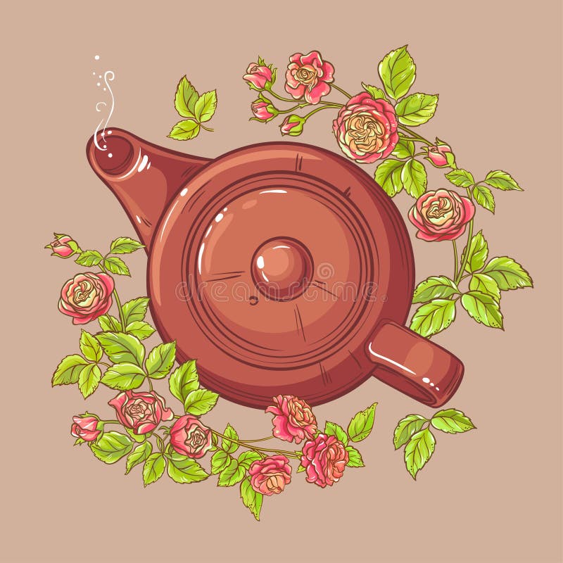 Thé de Rose dans la théière illustration stock Thé de Rose dans la théière illustration stock