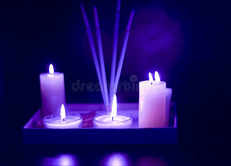 Candles and incense sticks used in aromatherapy. Candles and incense sticks used in aromatherapy