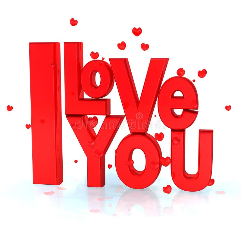 Illustration 3D of the message I LOVE YOU. Illustration 3D of the message I LOVE YOU