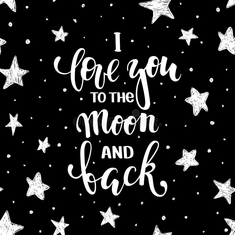 Ti amo alla luna ed alla parte posteriore La calligrafia creativa disegnata a mano e la spazzola rinchiudono l'iscrizione isolata illustrazione vettoriale Ti amo alla luna ed alla parte posteriore La calligrafia creativa disegnata a mano e la spazzola rinchiudono l'iscrizione isolata illustrazione vettoriale