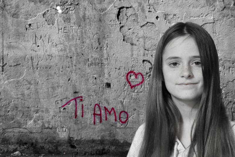 Ti amo, I love you, graffiti on a wall