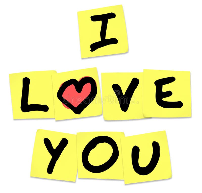 Ti amo - parole sulle note appiccicose gialle illustrazione vettoriale Ti amo - parole sulle note appiccicose gialle illustrazione vettoriale