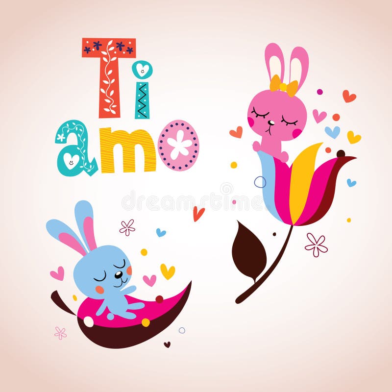 Ti amo te amo en italiano ilustración del vector. Ilustración de texto