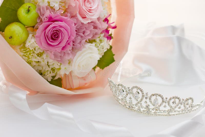 Tiara and bouquet stock photo. Image of love, jewel, occasion 23022514