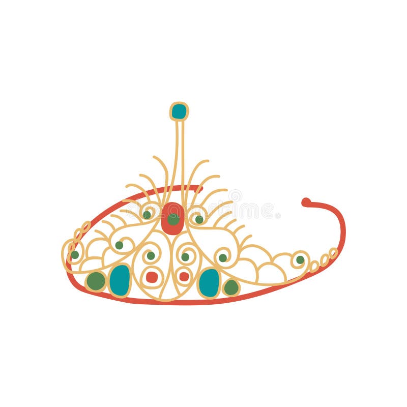 Tiara met Halfedelstenen, Colden-de Bijkomende Vectorillustratie van Diadeemjuwelen vector illustratie Tiara met Halfedelstenen, Colden-de Bijkomende Vectorillustratie van Diadeemjuwelen vector illustratie