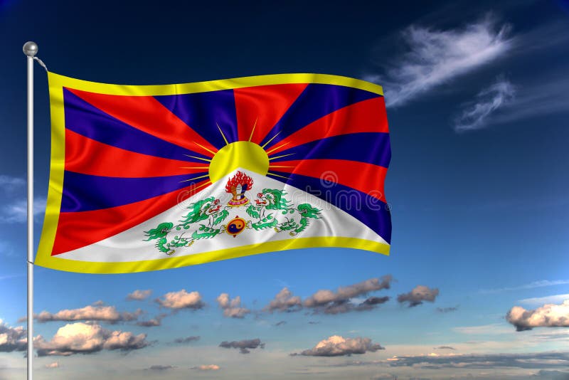 Tibet National Flag Waving in the Wind Against Deep Blue Sky. International Relations Concept Stock Illustration - Illustration of alpha, clear: 212574565