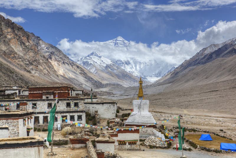 Tibet: rongbuk monastery royalty free stock photo