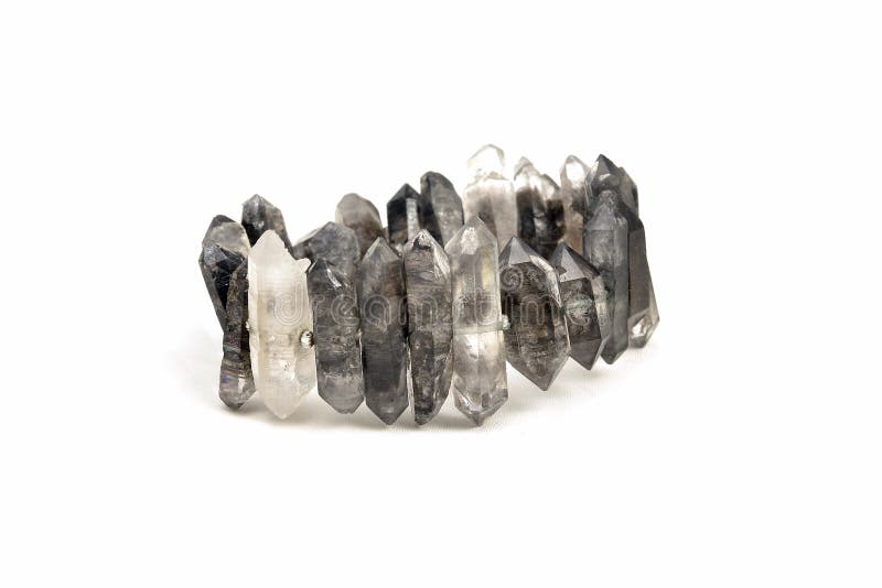 Tibetan BLACK Phantom QUARTZ Crystal bracelet for make meditation and good fortune stock image Tibetan BLACK Phantom QUARTZ Crystal bracelet for make meditation and good fortune stock image