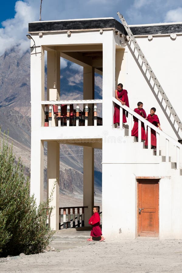 Tibetan boys, novice Buddhist monks. India