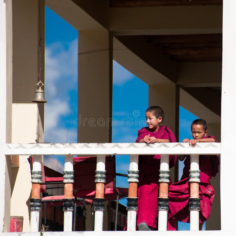 Tibetan boys, novice Buddhist monks. India