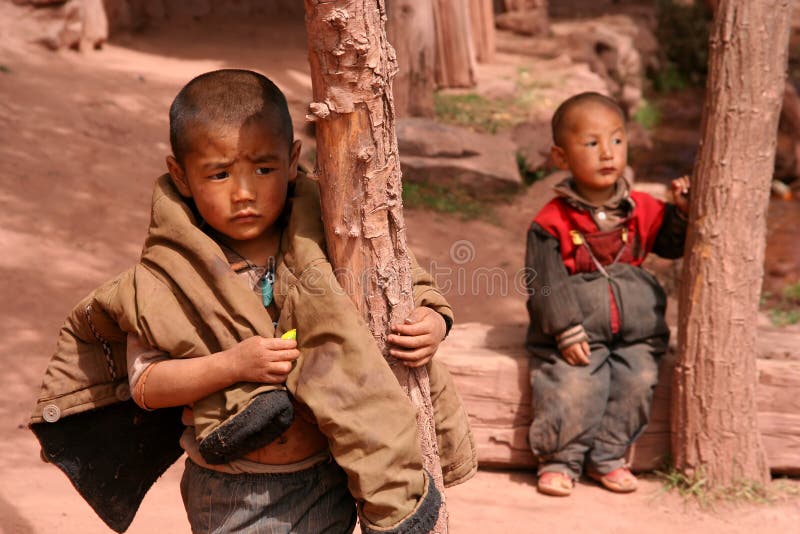 Tibetan brothers stock image