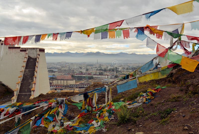 Tibetan Buddhist Prayer Flags In Shigatse