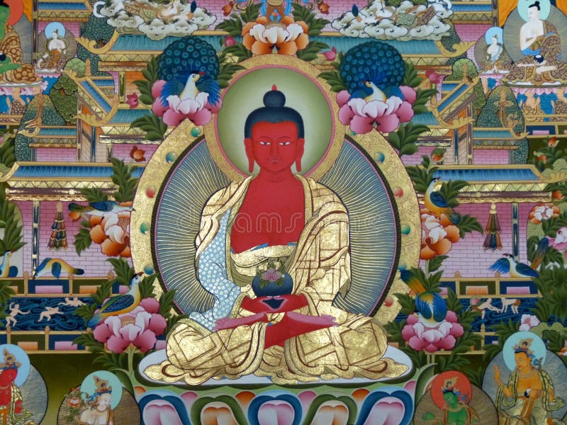 The Mandala Eight Auspicious Symbols Thangka Blue - Rudraxis Store