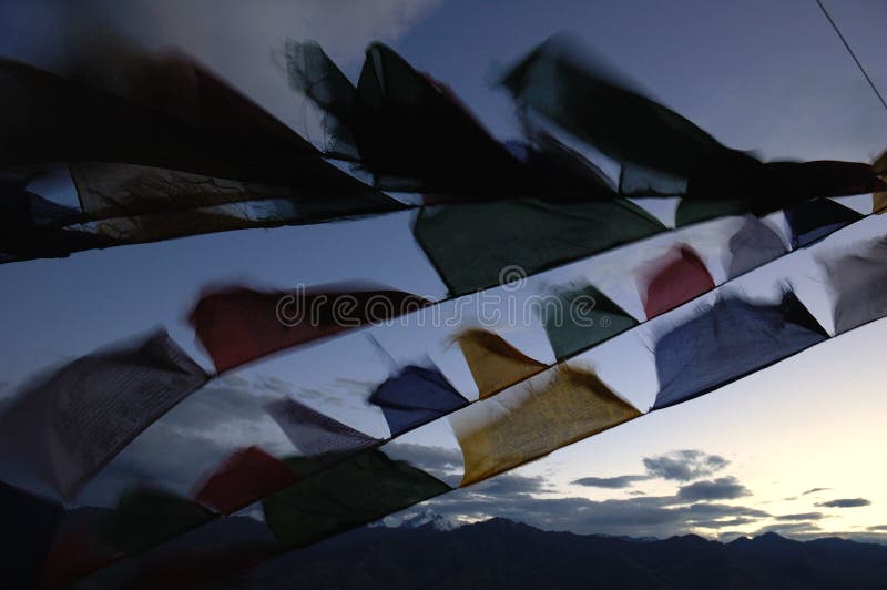 Tibetan flags royalty free stock photos