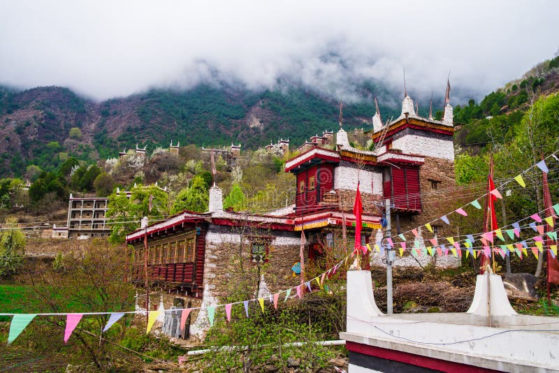 Unique tibetan architecture in spring stock image Unique tibetan architecture in spring stock image