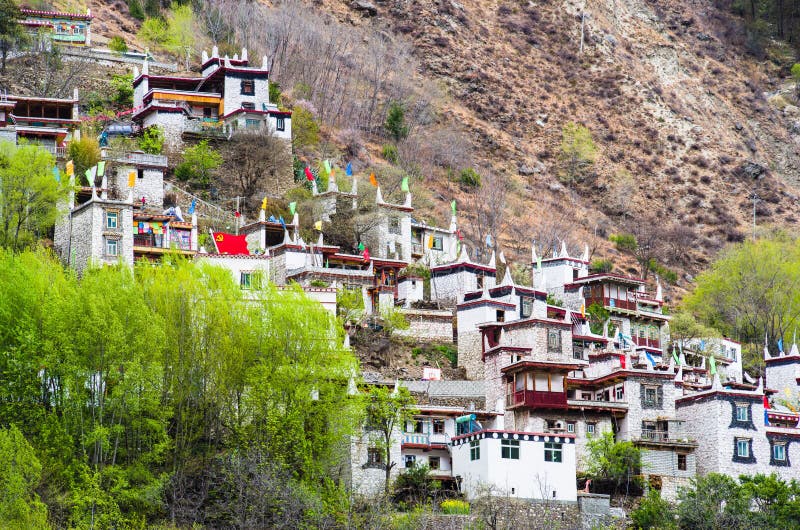Unique tibetan architecture in spring stock photo Unique tibetan architecture in spring stock photo