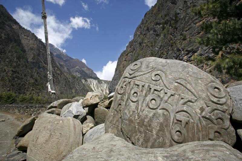 Tibetan mani prayer stones, annapurna