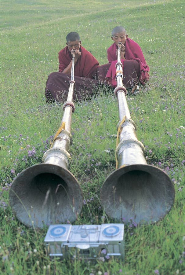 Tibetan monks royalty free stock photos