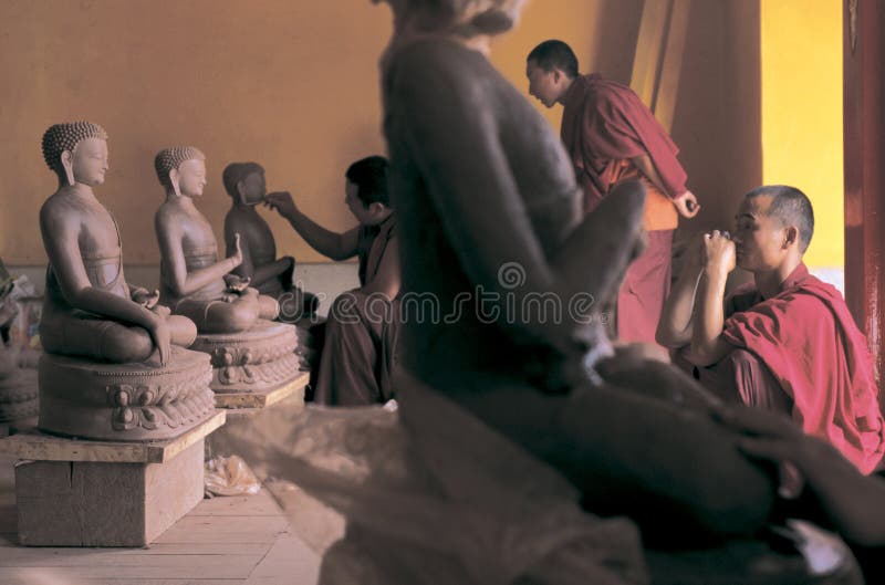 Tibetan monks royalty free stock image
