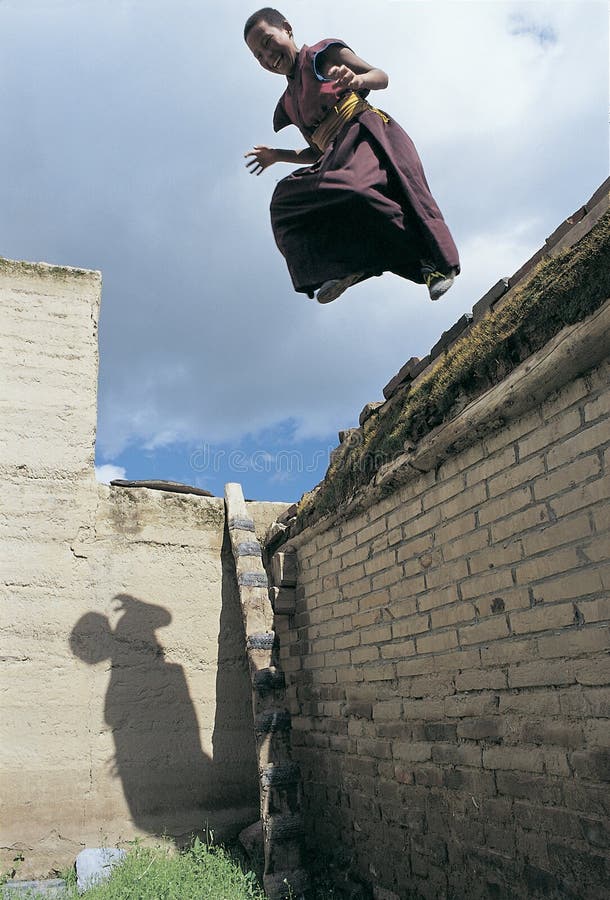 Tibetan monks stock images