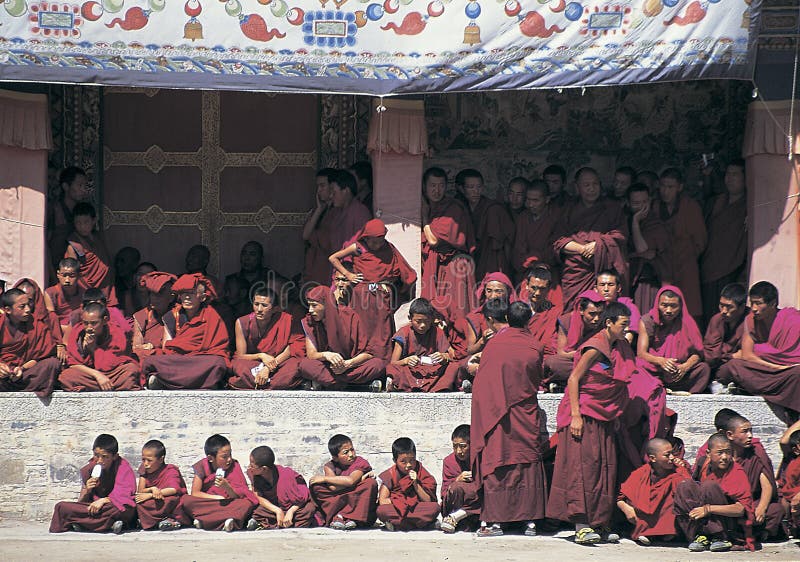 Tibetan monks stock photos