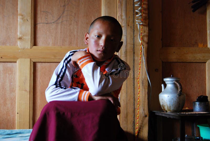 Tibetan monks stock image