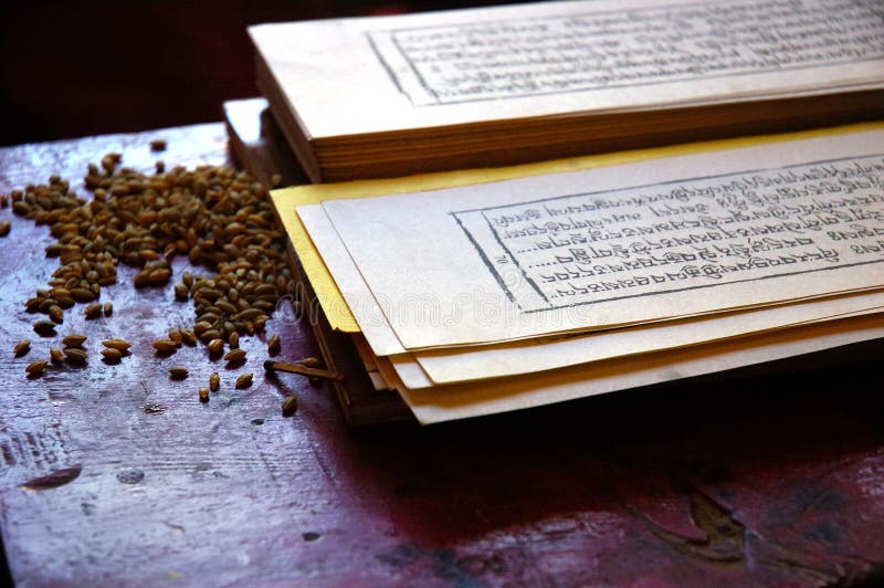 Tibetan prayer book stock photography