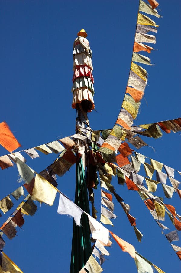 Tibetan prayer flags stock photo
