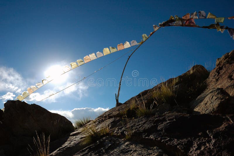 Tibetan prayer flags (2/5) royalty free stock photo