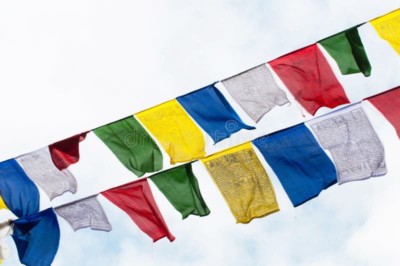 Tibetan prayer flags in the mountains