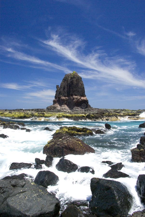 Monolith created by volcanic action, Cape Shank Coastline, Mornington Peninsula, Australia. Monolith created by volcanic action, Cape Shank Coastline, Mornington Peninsula, Australia.