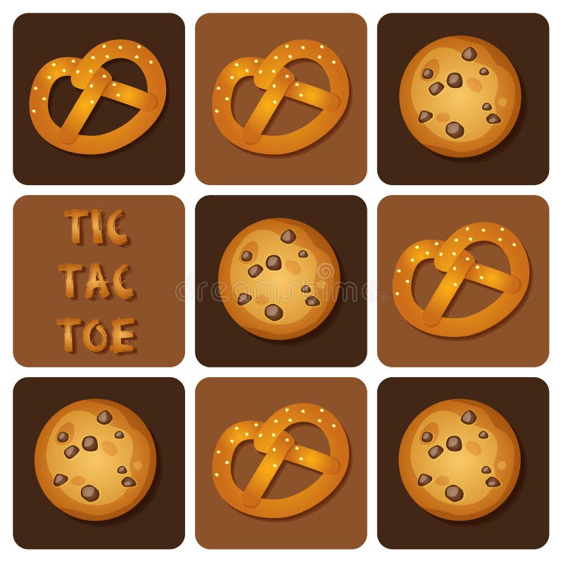 Tic-TAC-orteil de biscuit et de bretzel illustration stock Tic-TAC-orteil de biscuit et de bretzel illustration stock