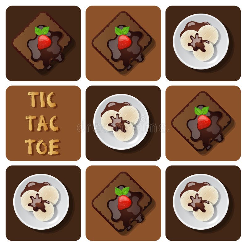 Tic-TAC-orteil de crème glacée et de 'brownie' illustration libre de droits Tic-TAC-orteil de crème glacée et de 'brownie' illustration libre de droits