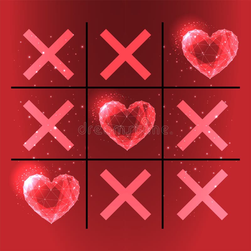 Tic Tac Toe or Naughts and Crosses blank game board with hearts as concept  for love in vector illustration Stock Vector